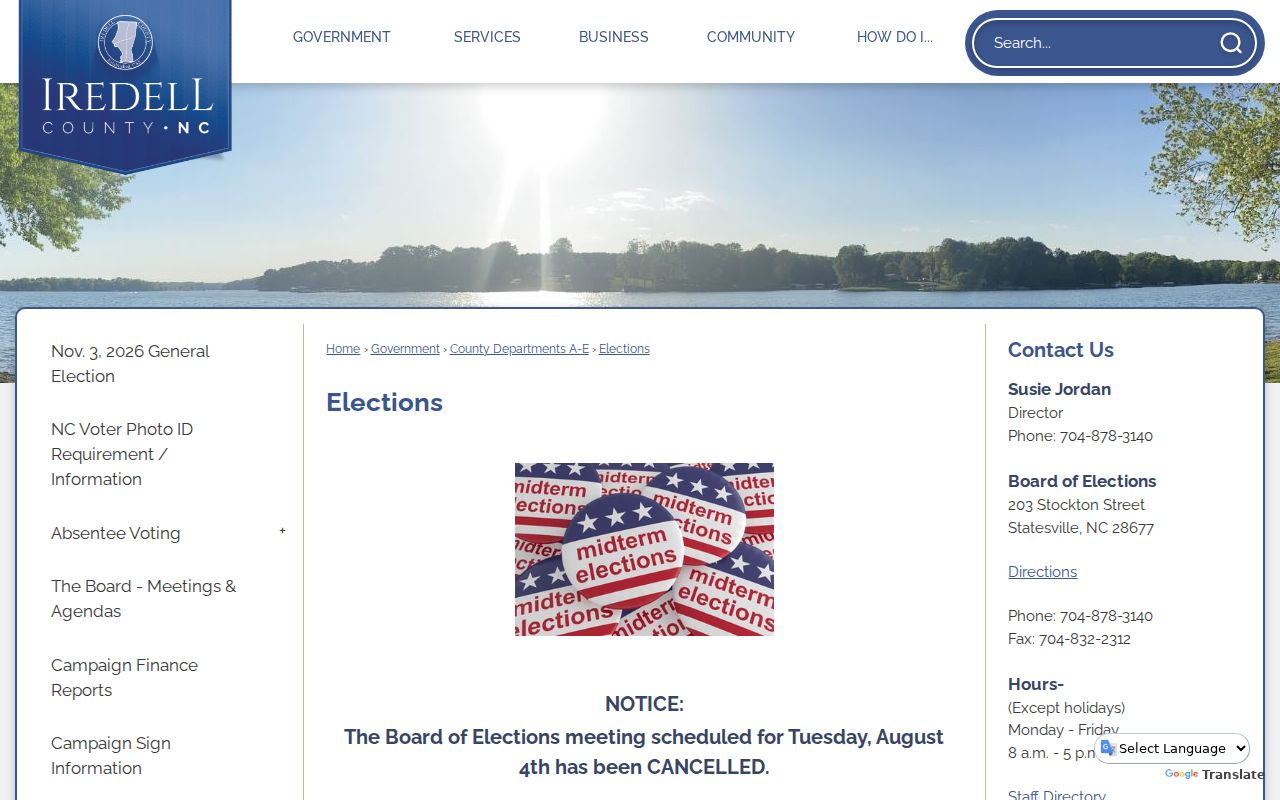 Statesville voter registration services from Iredell County elections
